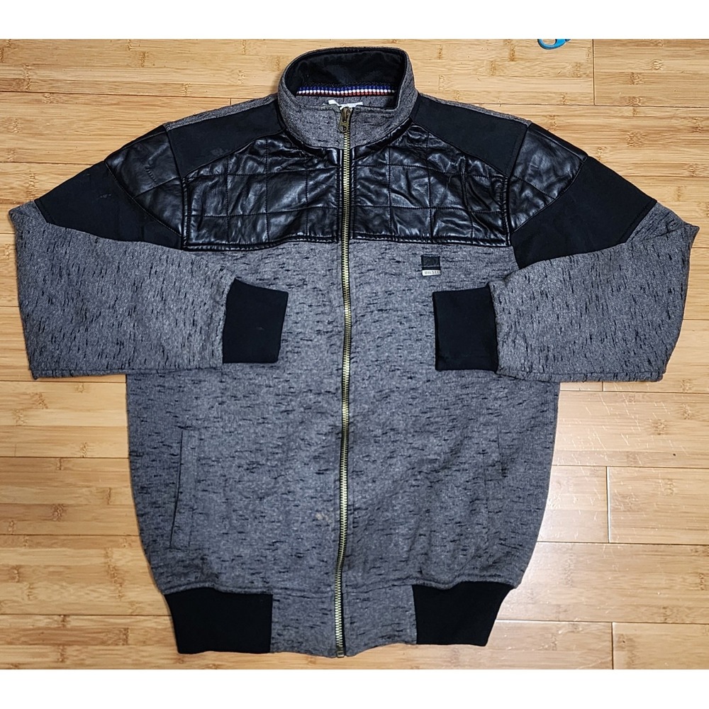 Diesel Men's Size XXL Jacket Leather Moto Biker Gray Full Zip Logo 2000s Vintage